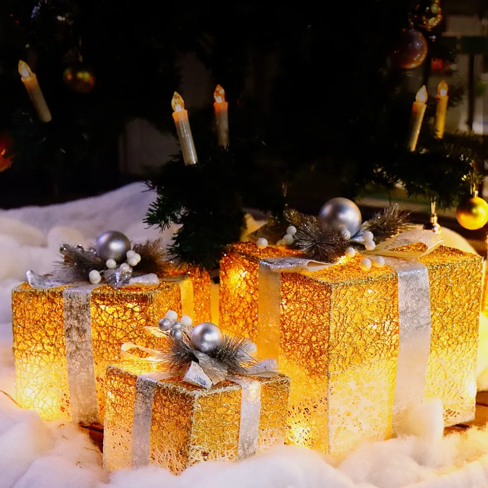 Boîtes cadeaux lumineuses de Noël à LEDs scintillantes