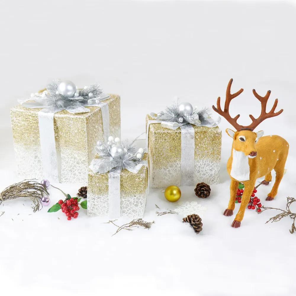 Boîtes cadeaux lumineuses de Noël à LEDs scintillantes