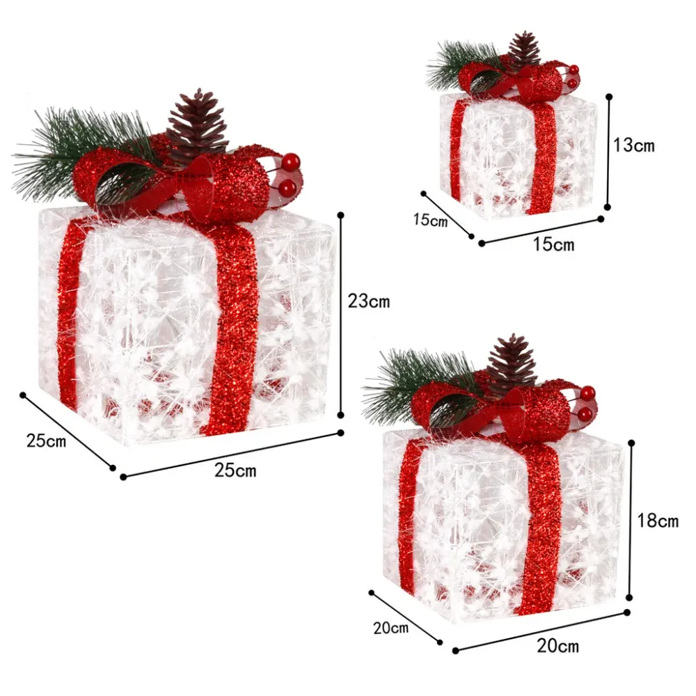 Boîtes de Noël lumineuses à LEDs avec laine