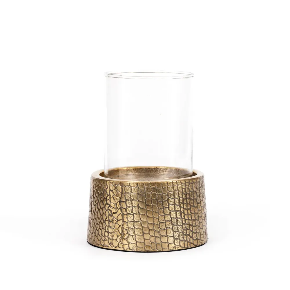Le Bougeoir Croco Avec Verre - Laiton - L