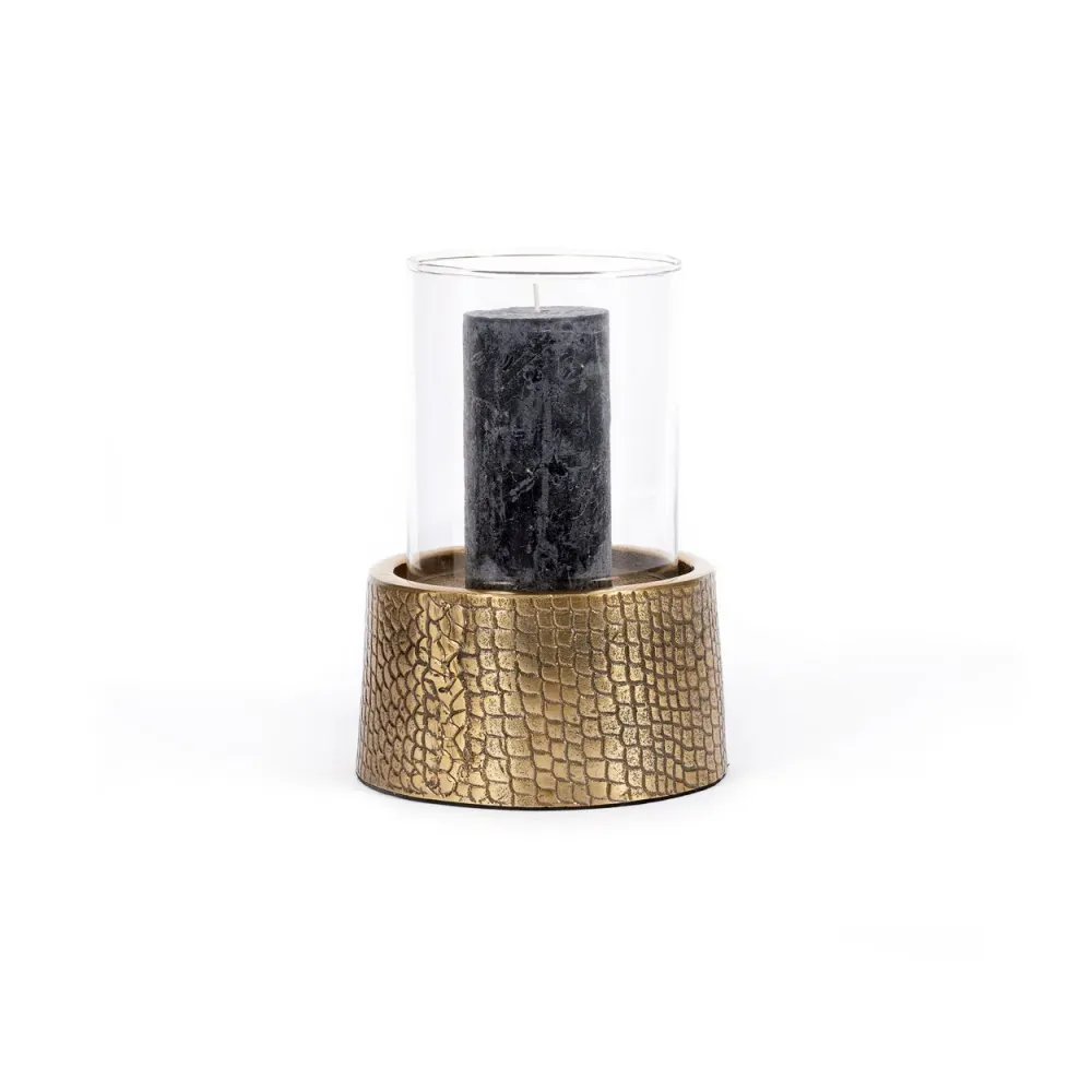 Le Bougeoir Croco Avec Verre - Laiton - L