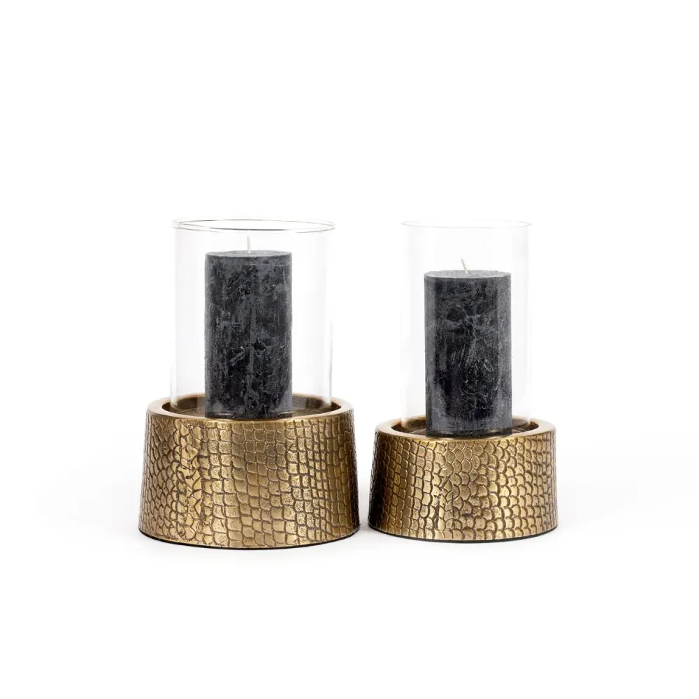 Le Bougeoir Croco Avec Verre - Laiton - L