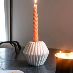 Bougeoir en marbre effet plissé