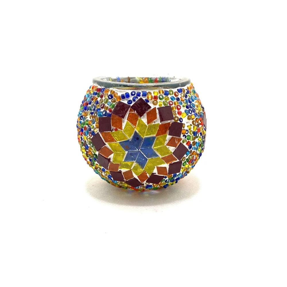 Bougeoir turc en verre - étoile multicolore