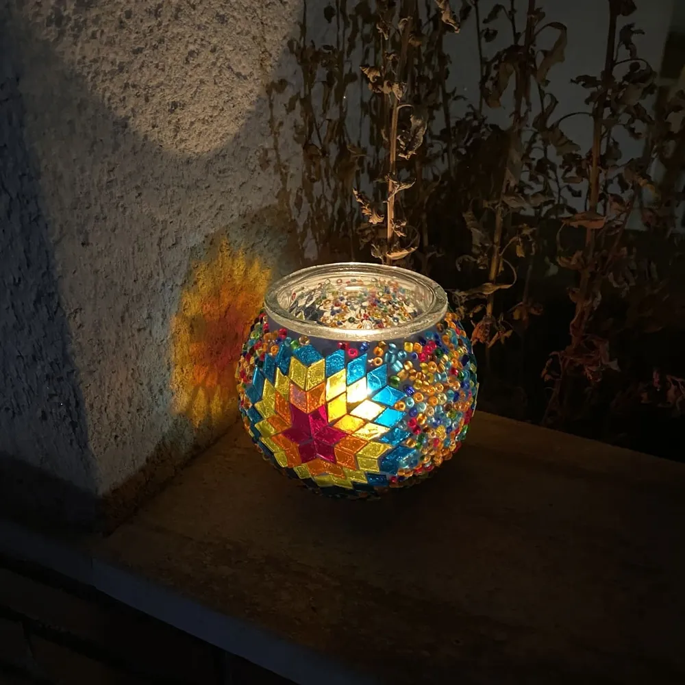 Bougeoir turc en verre - étoile multicolore