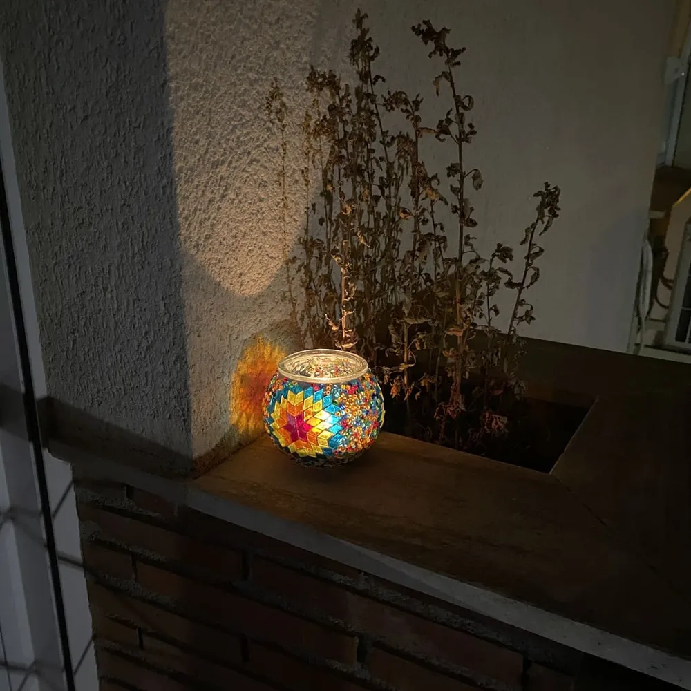 Bougeoir turc en verre - étoile multicolore