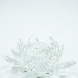 Bougeoir en verre cristal fleur de lotus 10 cm transparent