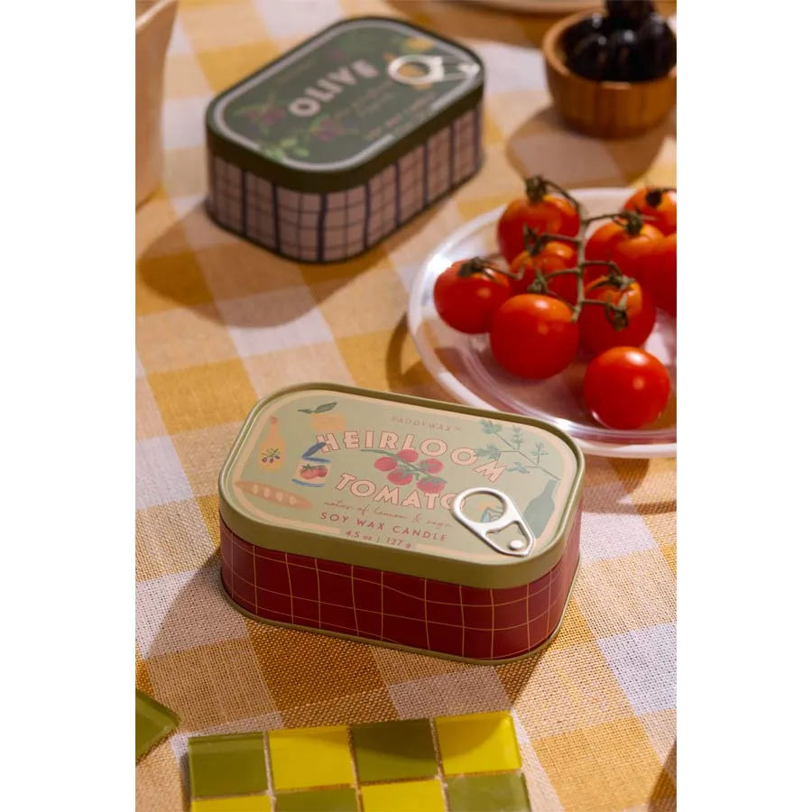 Bougie boîte de conserve Olive - bois flotté, feuille de figuier