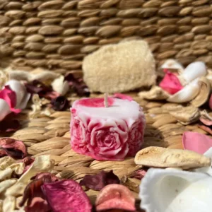 Bougie cylindre fleurie parfum FLEUR DE COTON