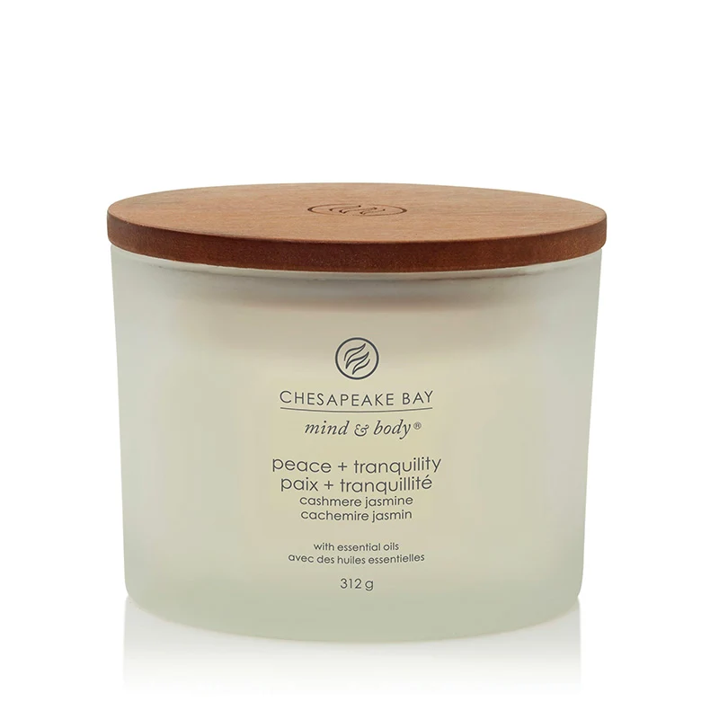 Bougie parfumée Paix Tranquillité Cachemire et Jasmin 312g Blanc Chesapeake Bay