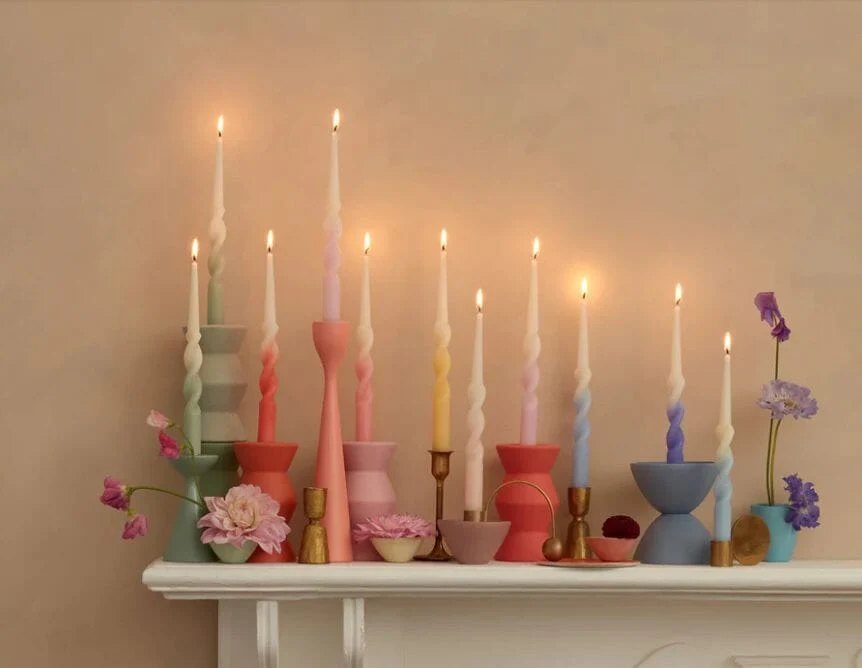 Bougies torsadées - Arc-en-ciel - Meri Meri