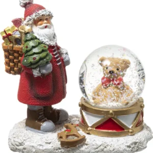 Boule à neige petit ours et Père Noël - 45MM - Boule à neige