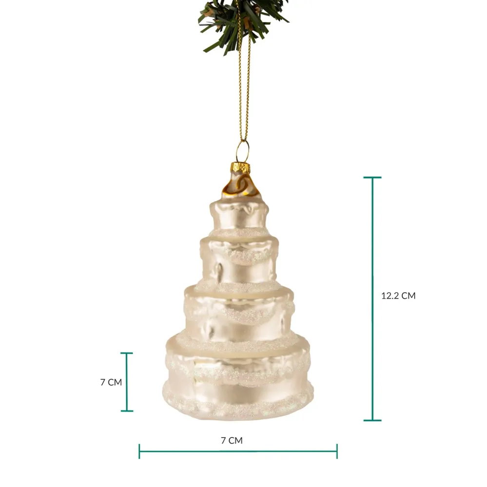 Boule de Noël Nordic Light - en verre - Gâteau de mariage - 12 cm