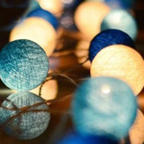 TD® 20 boules 3 m guirlande lumineuse LED boule de coton bulle guirlande lumineuse Lumières décoratives LED bleu et jaune...