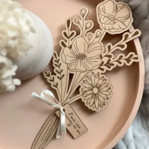 Bouquet de fleurs en bois - Pour une nounou en or