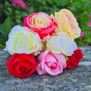 Bouquet de 7 Roses en Soie