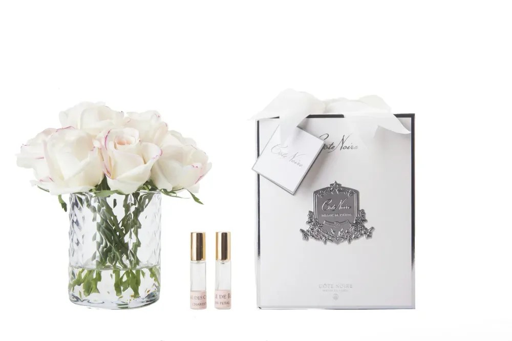 Bourgeons roses rose blush vase transparent