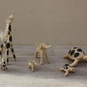 Petit Animaux en RAPHIA - Tressé Main - Tortue Girafe Éléphant - Artisanat de Madagascar - Décoration Sculpture Statue BOU...