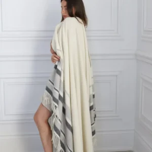 Linen Way | Couverture en cachemire "Malmo"- Ivoire/Gris boutiquetozzi