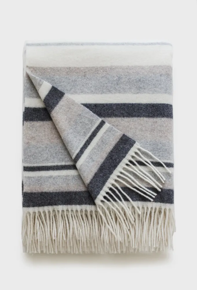 Linen Way | Couverture en cachemire "Malmo"- Ivoire/Gris boutiquetozzi