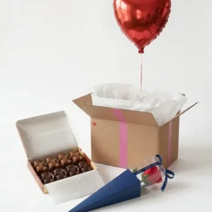 Box Ballon Cœur Rouge – Rose & Gourmandises