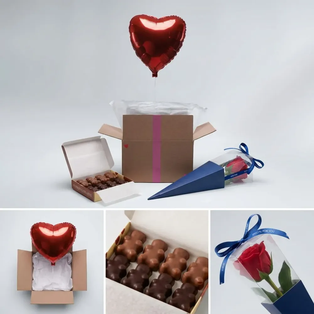 Box Ballon Cœur Rouge – Rose & Gourmandises