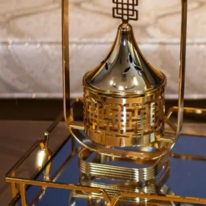 Brûleur d'encens oriental de luxe doré