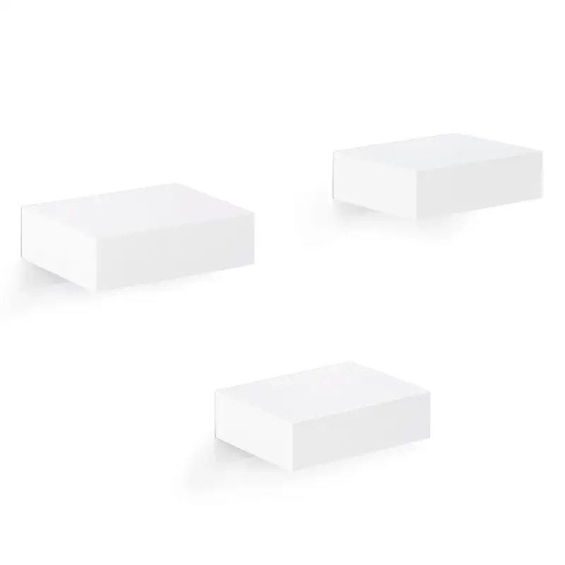 BukkitBow - Lot de 3 Etagères Murales Flottantes - MDF de Haute Qualité - Blanc Intemporel - Capacité de charge 2,5kg - 10...