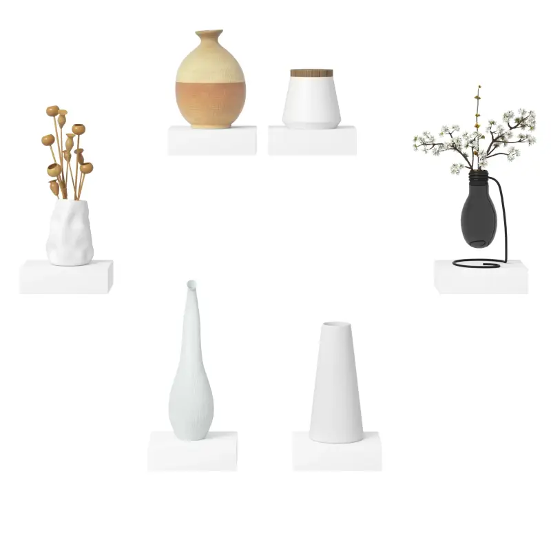 BukkitBow - Lot de 3 Etagères Murales Flottantes - MDF de Haute Qualité - Blanc Intemporel - Capacité de charge 2,5kg - 10...