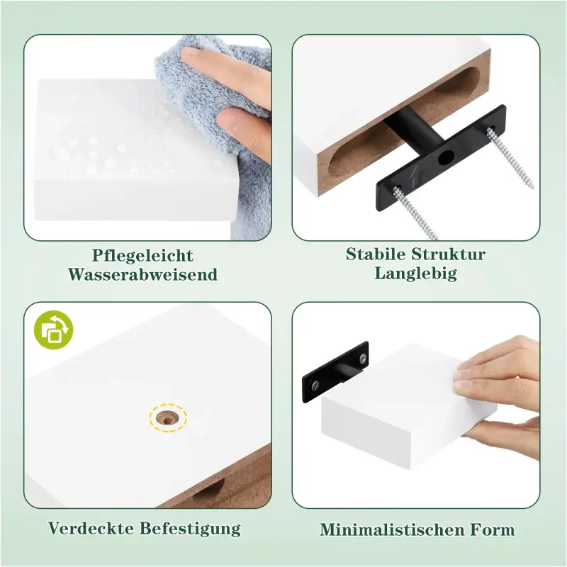 BukkitBow - Lot de 3 Etagères Murales Flottantes - MDF de Haute Qualité - Blanc Intemporel - Capacité de charge 2,5kg - 10...