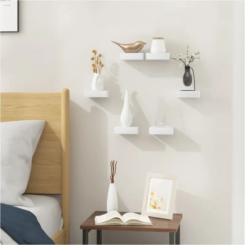 BukkitBow - Lot de 3 Etagères Murales Flottantes - MDF de Haute Qualité - Blanc Intemporel - Capacité de charge 2,5kg - 10...
