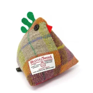 Butée de porte Poule Violet/orange - Harris Tweed - Fait main - Caroline Wolfe Murray Écosse