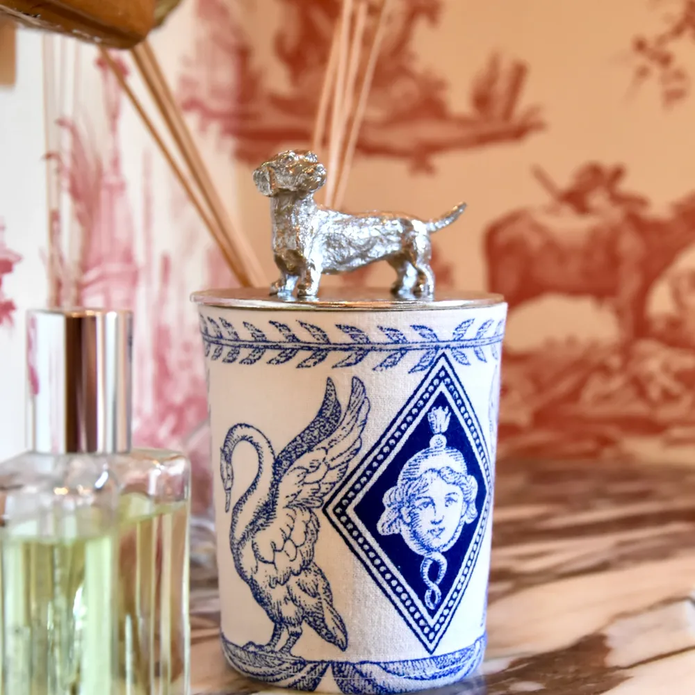 Cache bougie été bleu