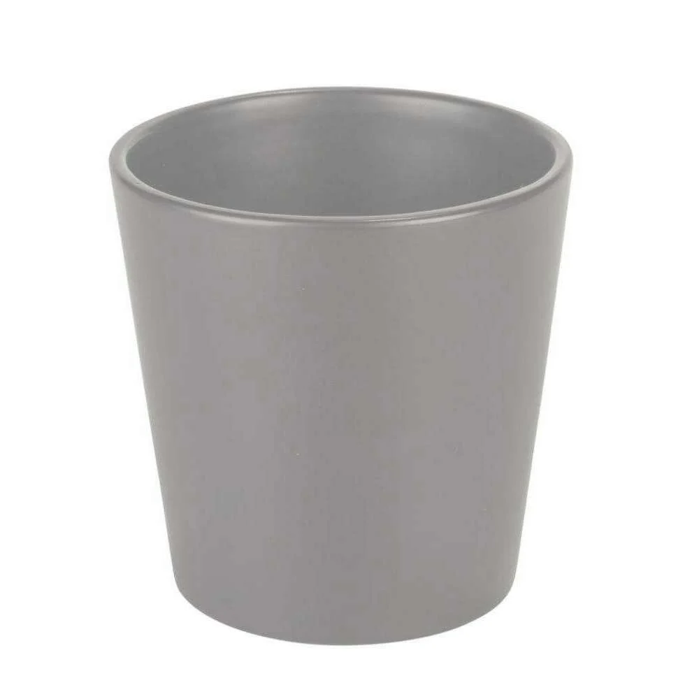 Cache pot de fleur céramique Stockholm - intérieur extérieur - Ø20,8 x H.20,5cm gris