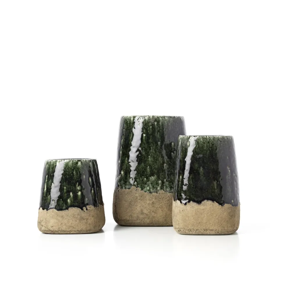 Le Cache-Pot Conique Moss - Béton Vert - L