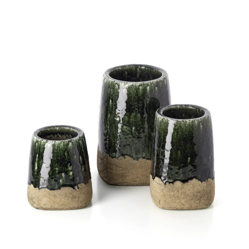 Le Cache-Pot Conique Moss - Béton Vert - L