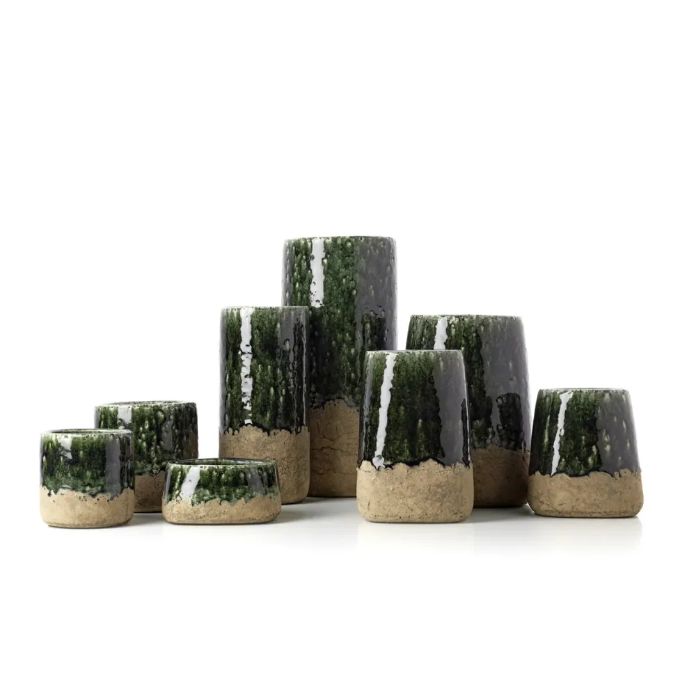 Le Cache-Pot Conique Moss - Béton Vert - L