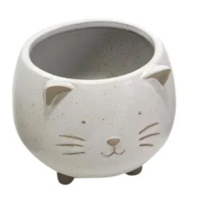 Cache-pot en céramique 5 po x 4 po chat beige