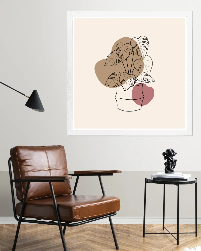 Cadre affiche 100 x 100 cm décor bois blanc