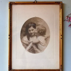 Cadre ancien doré avec illustration