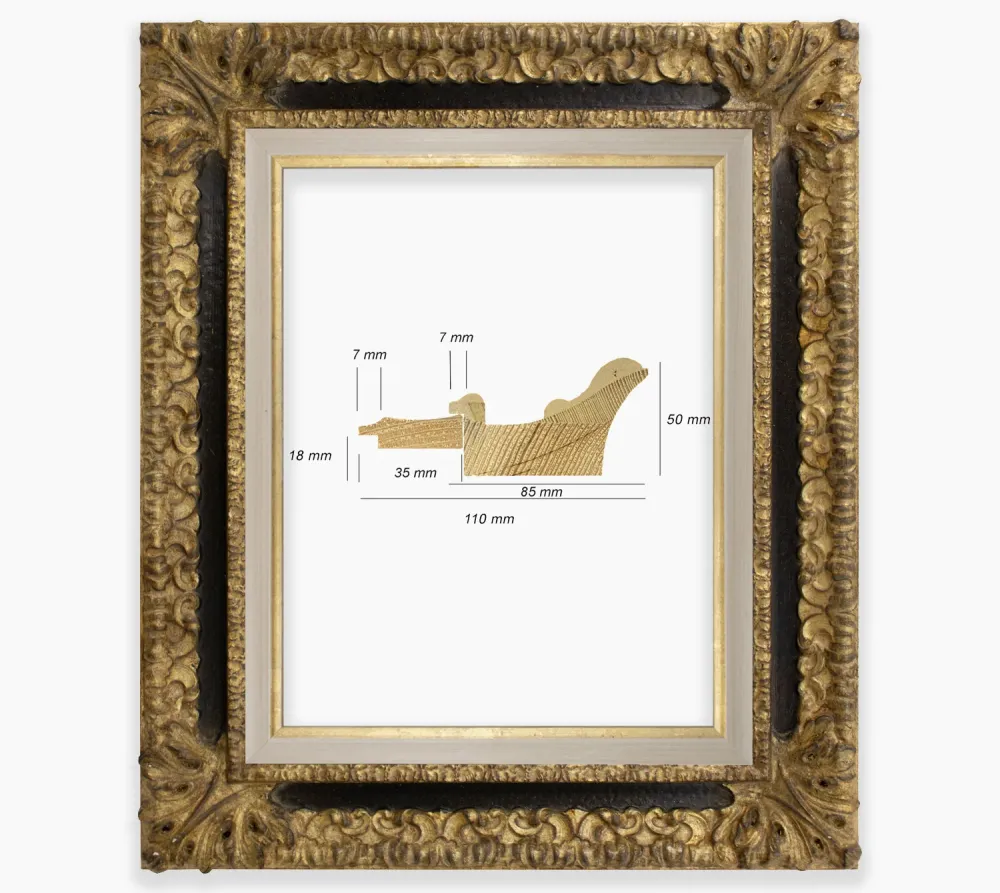 Cadre baroque noir la feuille d'or COR4480601135