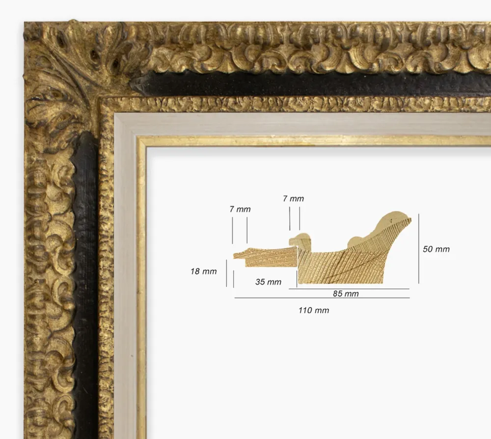 Cadre baroque noir la feuille d'or COR4480601135