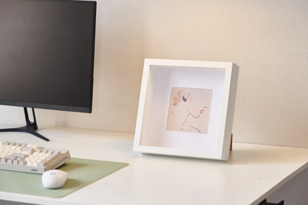 Cadre photo profond Salma blanc 25x25 cm