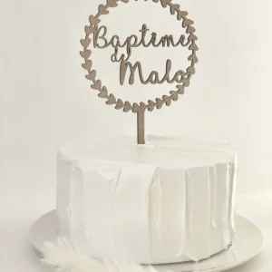 Cake Topper Baptême Couronne de cœurs