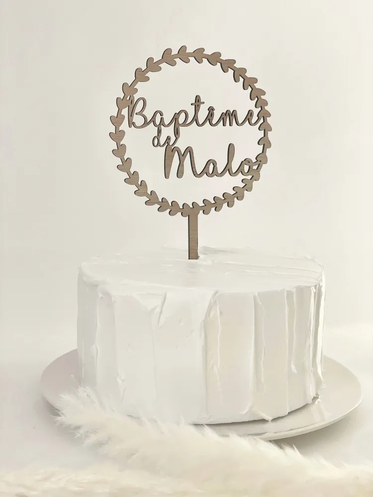 Cake Topper Baptême Couronne de cœurs