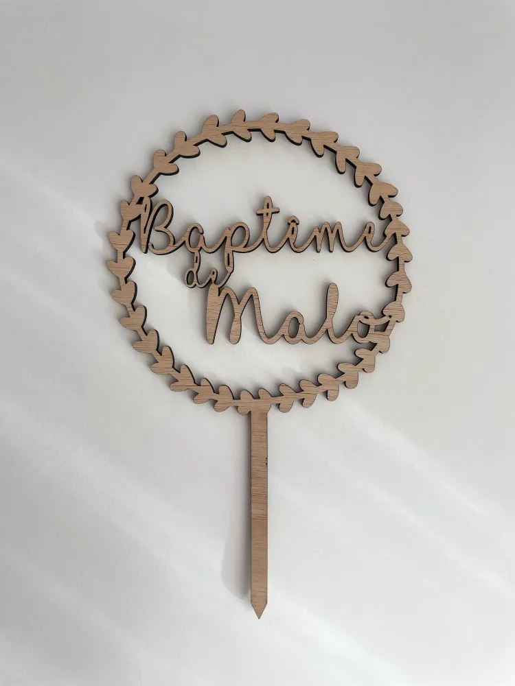 Cake Topper Baptême Couronne de cœurs