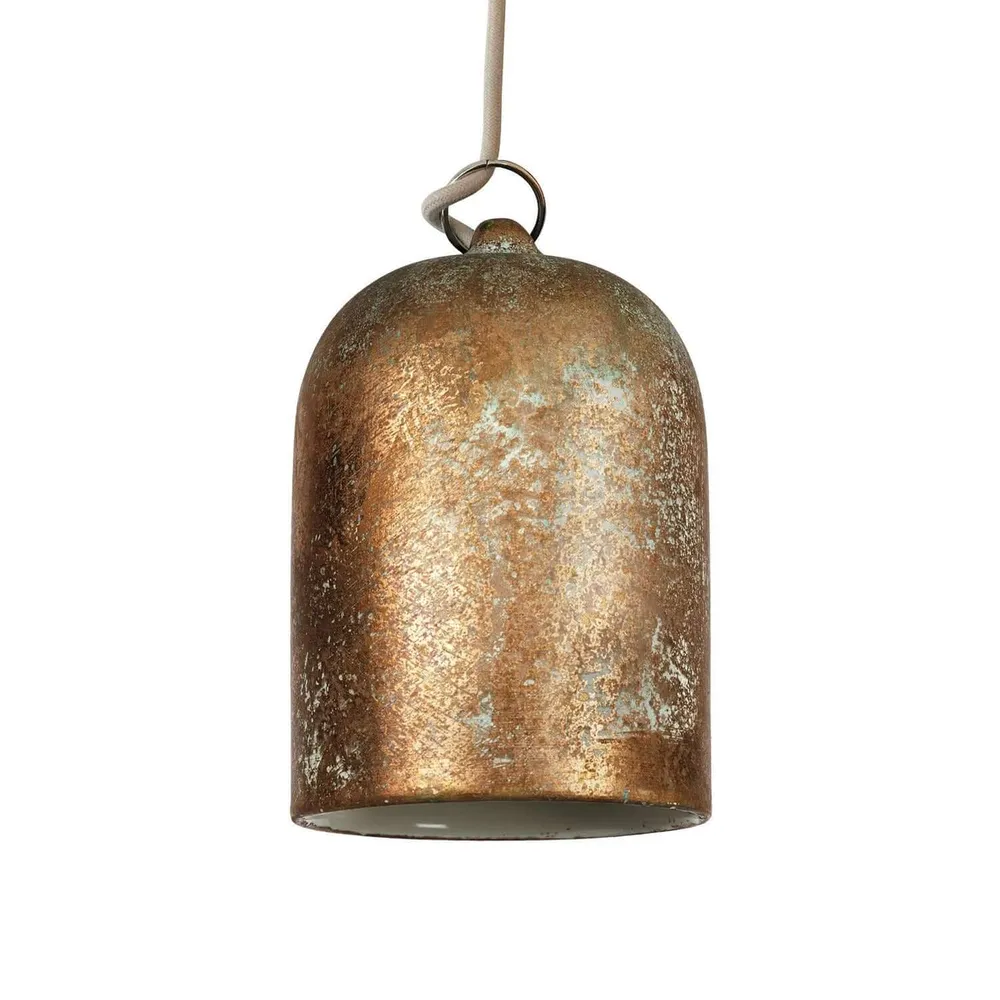 Campana Mini, abat-jour XS en céramique pour suspension - Fabriqué en Italie - Effet vert cuivré