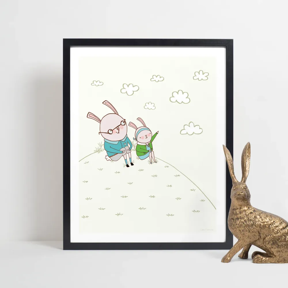 Lapins Malins regarde les nuages - Affiche murale Cara Carmina
