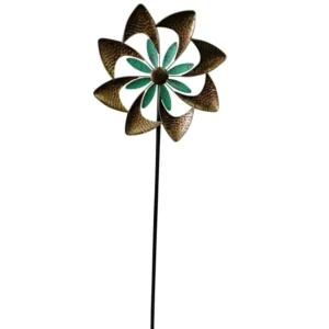 Carillon éolien Pinwheel multicolore en métal comme piquet de jardin hauteur 122 cm ⌀ 40 cm