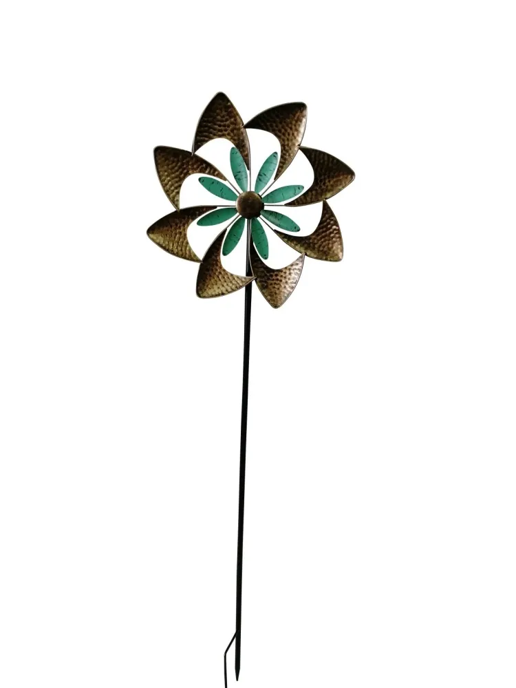 Carillon éolien Pinwheel multicolore en métal comme piquet de jardin hauteur 122 cm ⌀ 40 cm